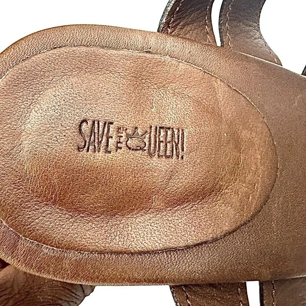 Save The Queen Vintage Women’s Wedge Heel Brown-Tan Size EU 39 US 8 Itlay